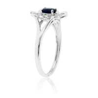 Blue Sapphire & Flower Style Ring - Park City Jewelers