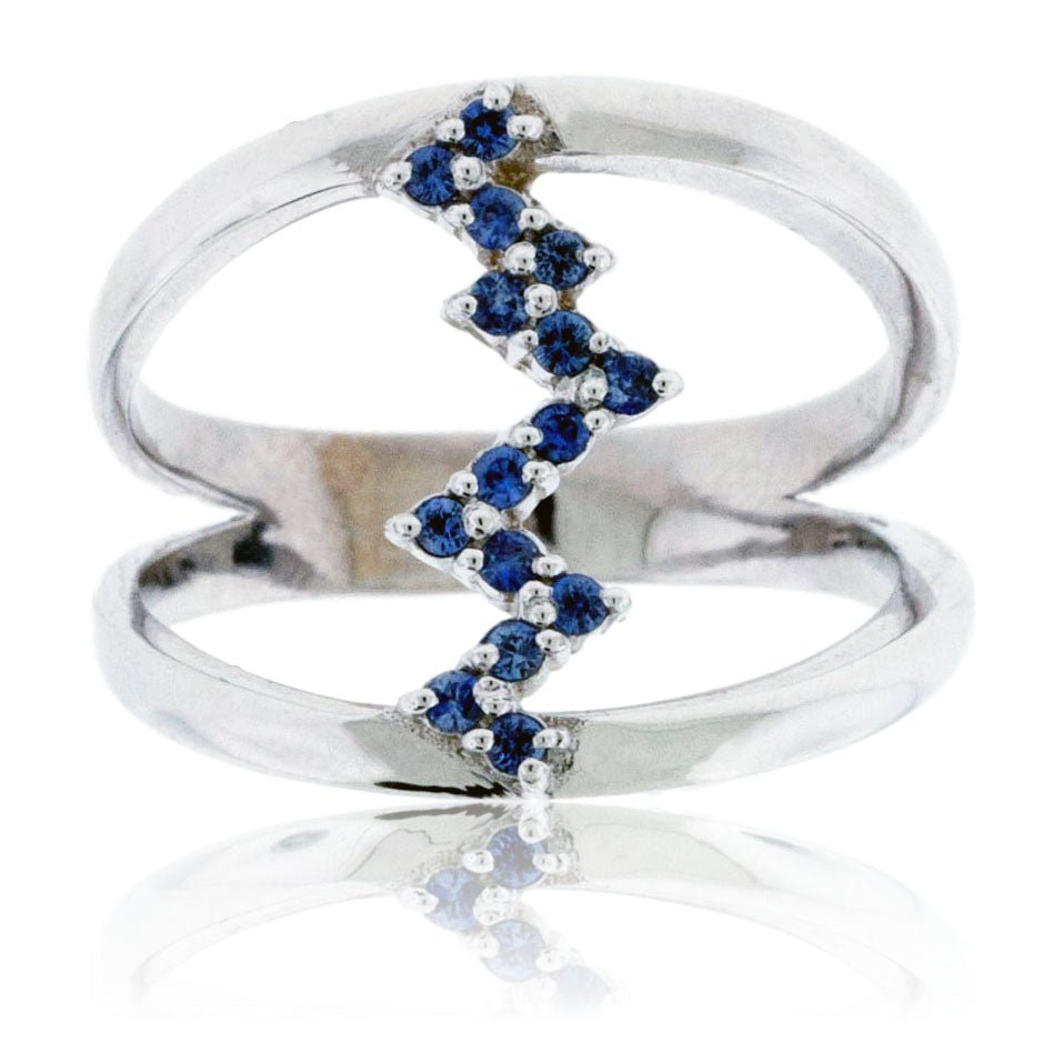 Blue Sapphire Mountain / Heartbeat Style Ring - Park City Jewelers