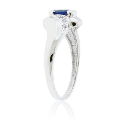 Blue Sapphire Round & Diamond Ring - Park City Jewelers