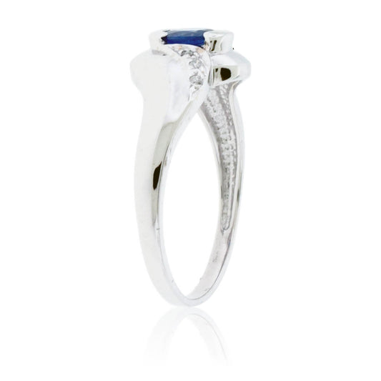Blue Sapphire Round & Diamond Ring - Park City Jewelers