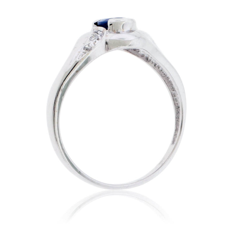 Blue Sapphire Round & Diamond Ring - Park City Jewelers