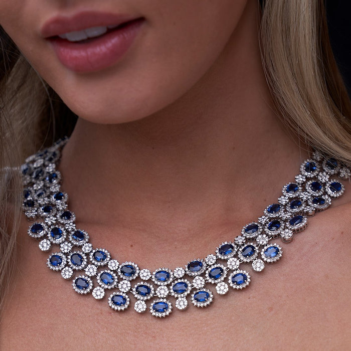 Blue Sapphire Sapphire & Diamond Necklace - Park City Jewelers