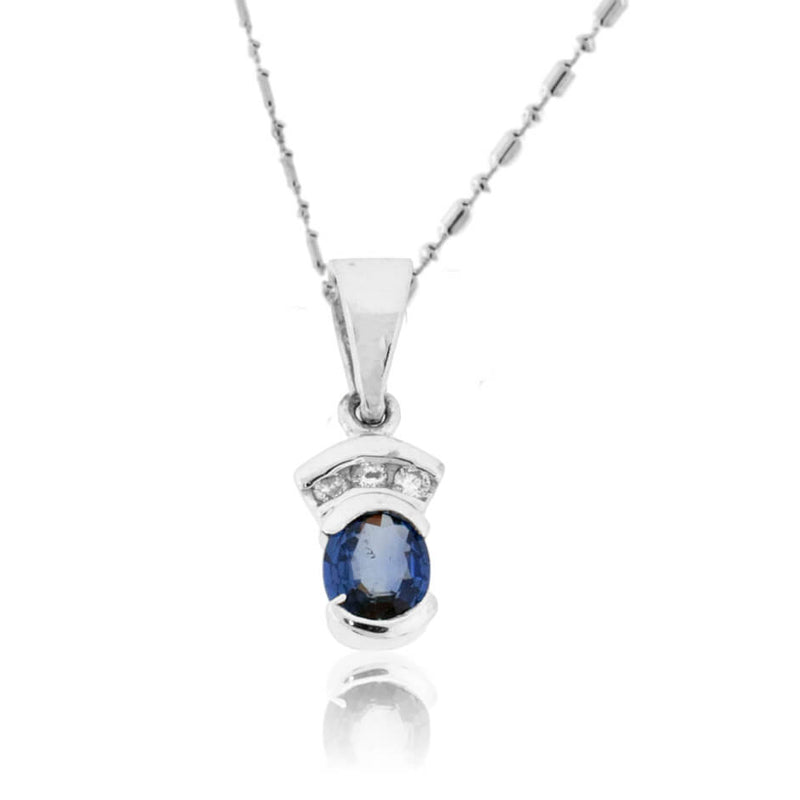 Blue Sapphire with Diamond Accent Petite Pendant - Park City Jewelers