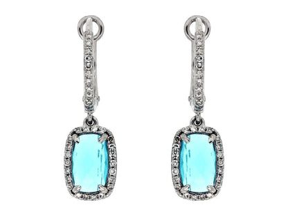 Blue Topaz and Diamond Dangle Earrings - Park City Jewelers