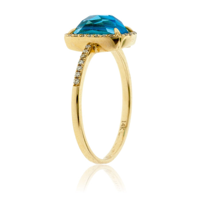 Blue Topaz and Diamond Halo Ring - Park City Jewelers