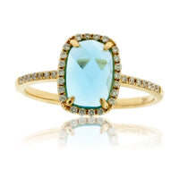 Blue Topaz and Diamond Halo Ring - Park City Jewelers