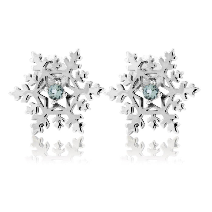 Blue Topaz Center Snowflake Post Earrings - Park City Jewelers
