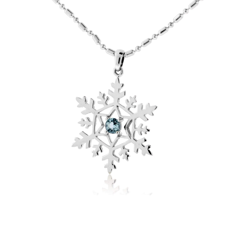 Blue Topaz Center Stone Snowflake Pendant - Park City Jewelers