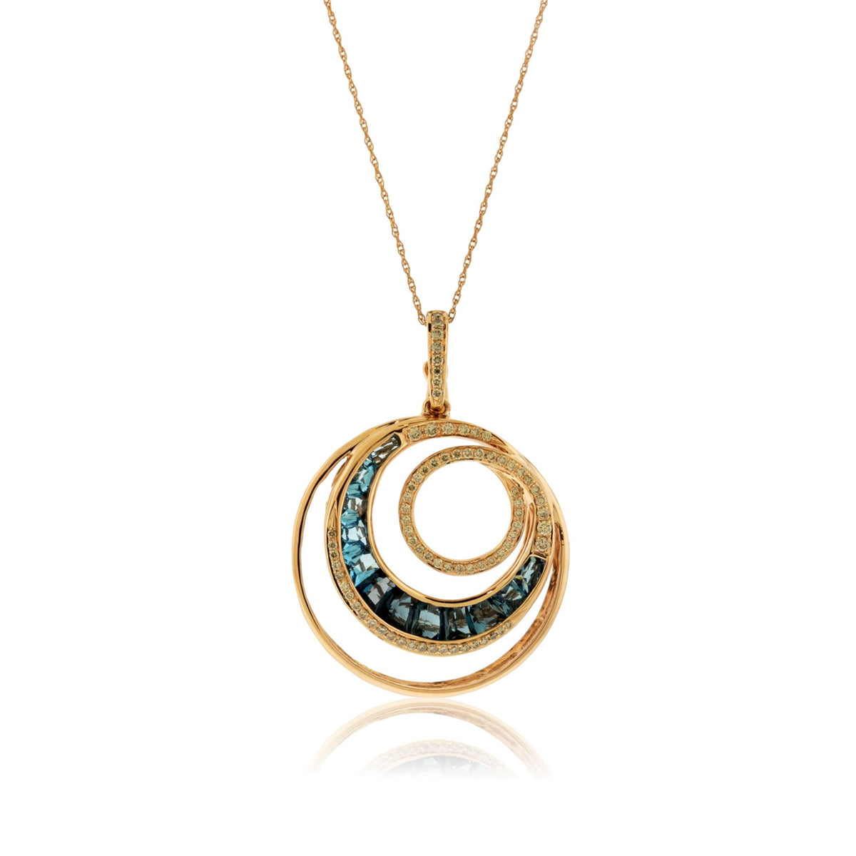 Blue Topaz & Diamond Circle Swirl Pendant - Park City Jewelers