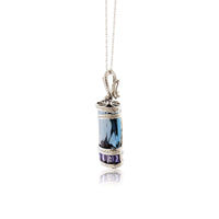 Blue Topaz, Iolite & Diamond Drop Pendant - Park City Jewelers