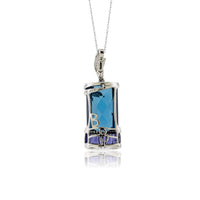 Blue Topaz, Iolite & Diamond Drop Pendant - Park City Jewelers