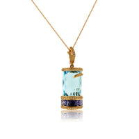 Blue Topaz, Iolite & Diamond Drop Pendant - Park City Jewelers