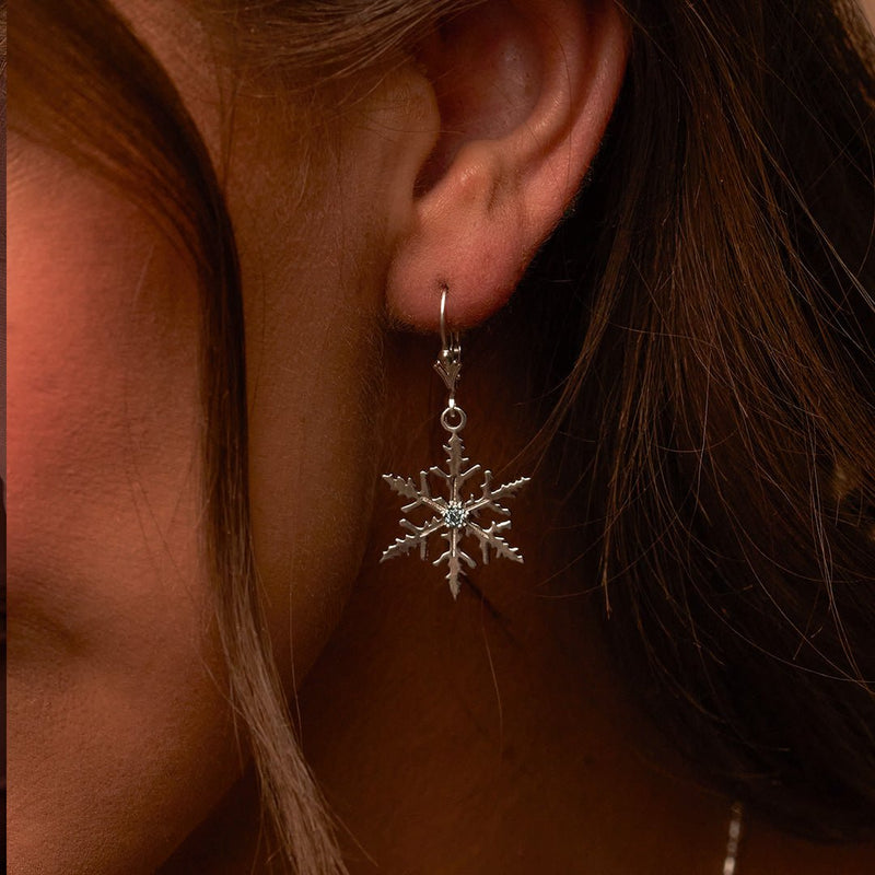 Blue Topaz Snowflake Dangle Earrings - Park City Jewelers