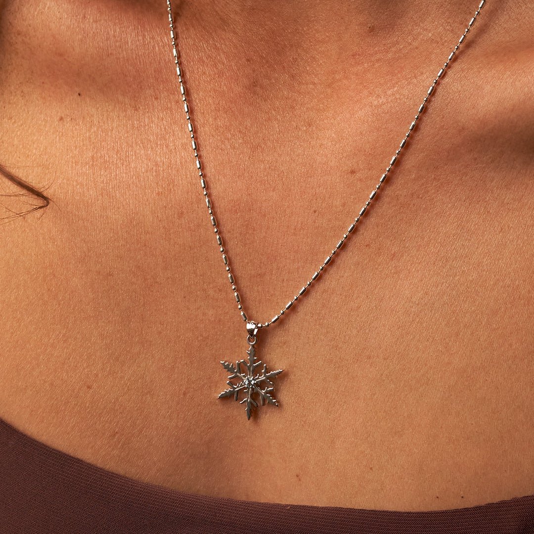 Snowflake Pendant Necklace in Solid Gold - Tales In Gold
