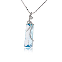 Blue Topaz with Draped Elegant Diamond Accents Pendant - Park City Jewelers