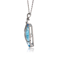 Blue Topaz with Draped Elegant Diamond Accents Pendant - Park City Jewelers