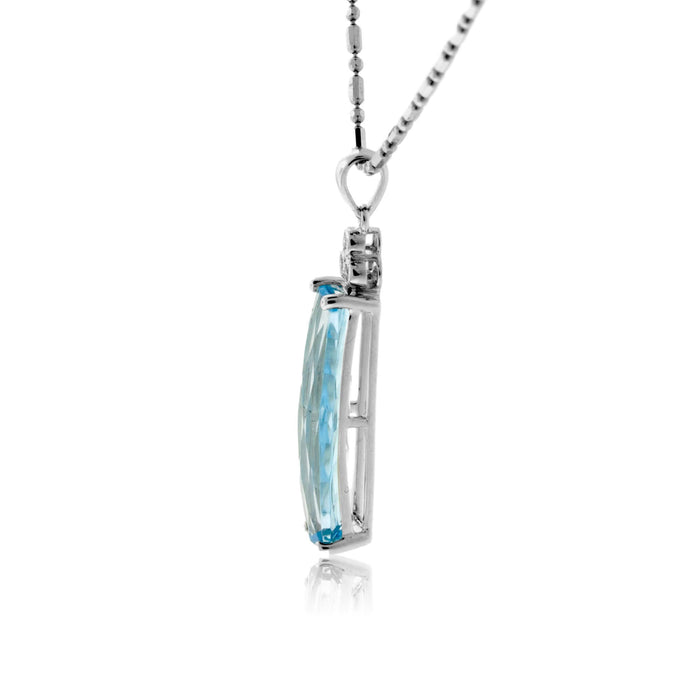 Blue Topaz with Elegant Diamond Accents Pendant - Park City Jewelers