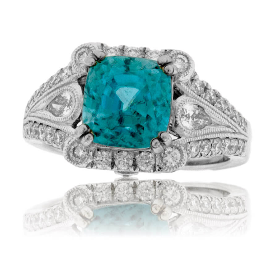 Blue Zircon and Diamond Ring - Park City Jewelers
