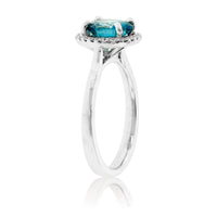 Blue Zircon Halo and Diamond Accented Ring - Park City Jewelers