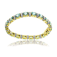 Blue Zircon Oval & Diamond Tennis Bracelet - Park City Jewelers