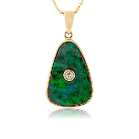 Boulder Opal & Diamond Pendant - Park City Jewelers