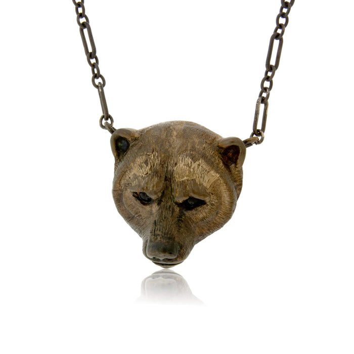 Bronze Grizzly Bear Head Pendant w/Chain - Park City Jewelers