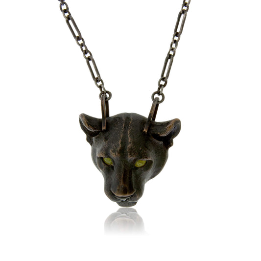Bronze Panther Head Pendant w/Chain - Park City Jewelers