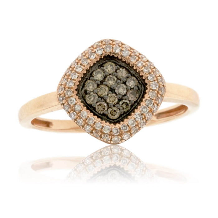 Brown and White Diamond Coved Halo Ring - Park City Jewelers