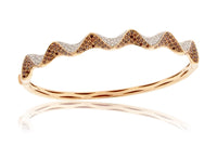 Brown and White Diamond Triangular Ribbon Bangle Bracelet - Park City Jewelers