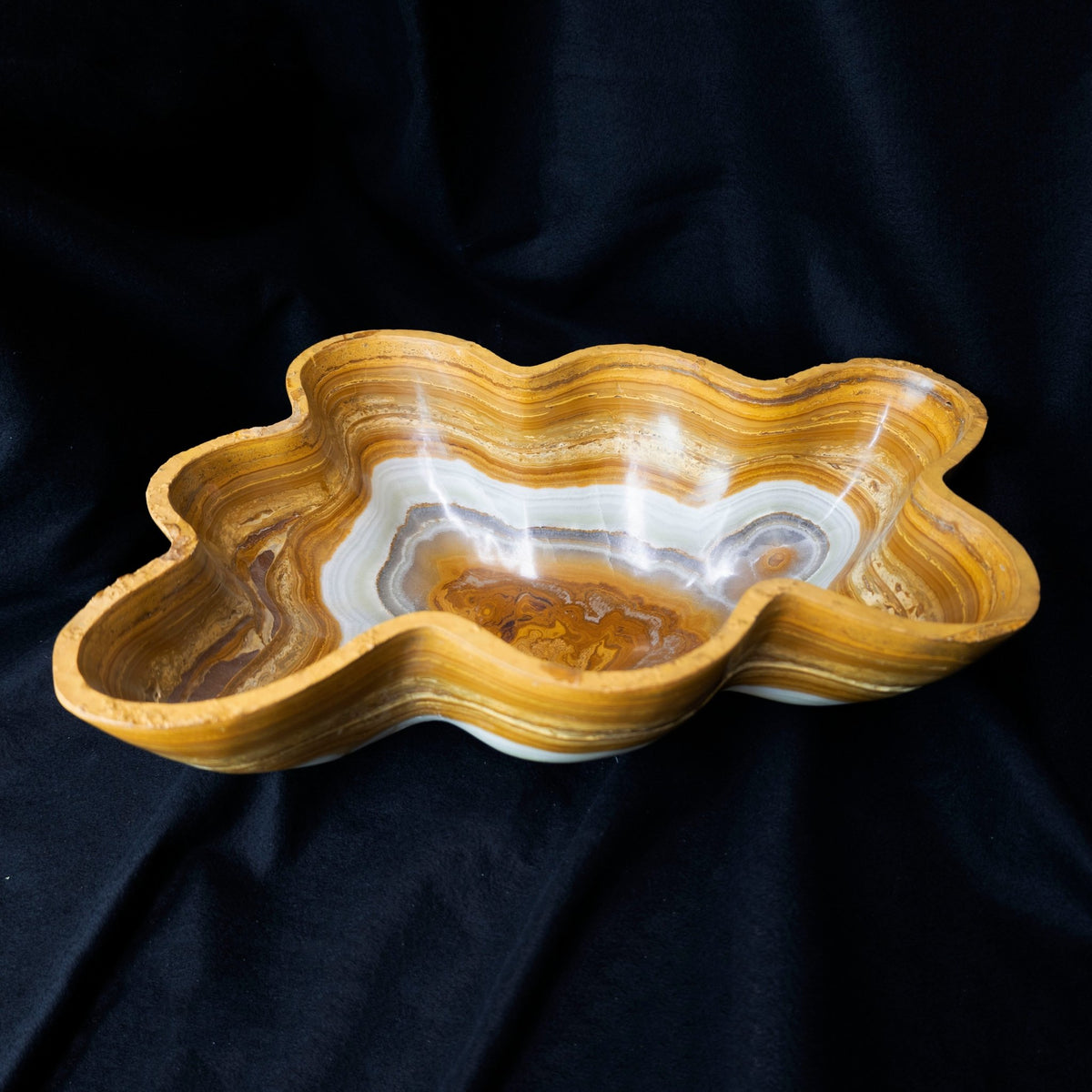 Brown and White Onyx Banded Desert Onyx Bowl - Park City Jewelers