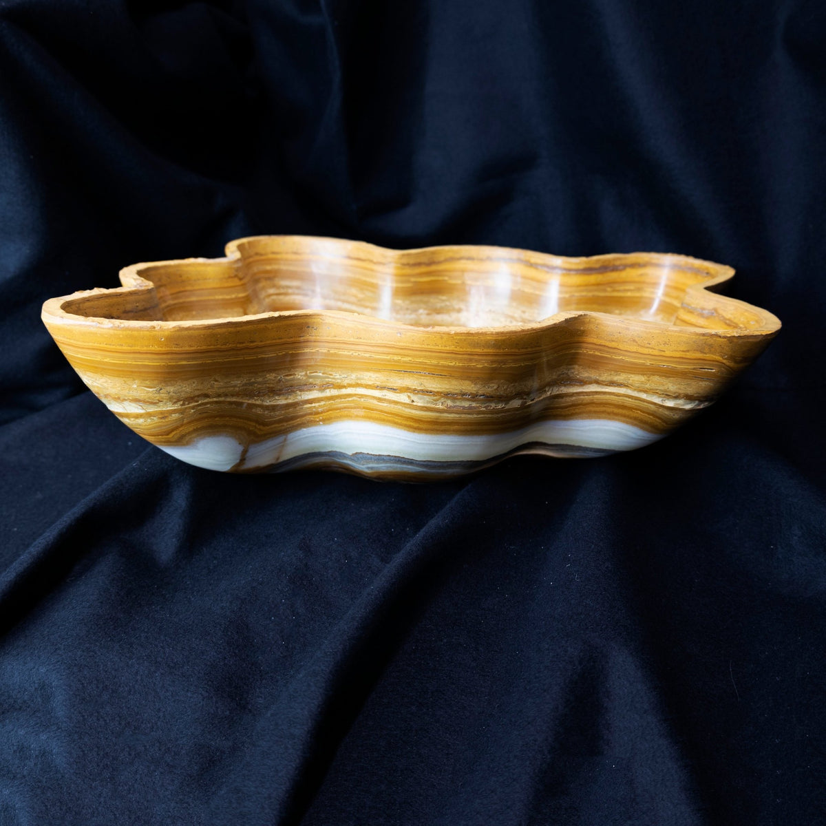 Brown and White Onyx Banded Desert Onyx Bowl - Park City Jewelers