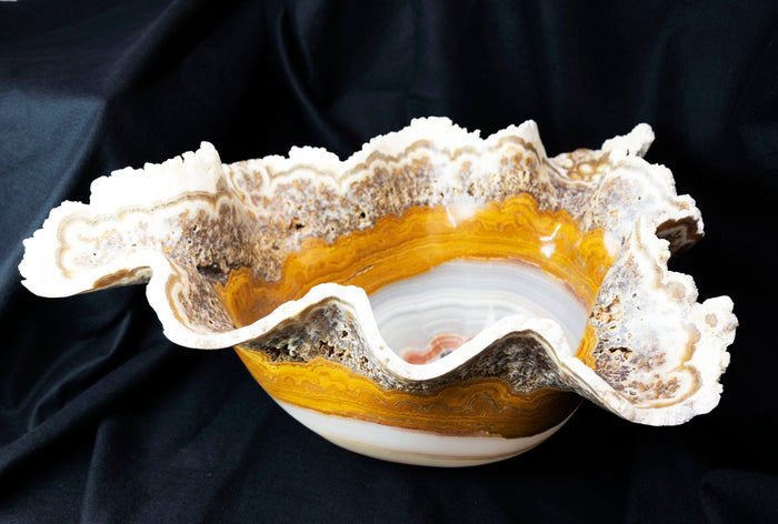 Brown and White Onyx Banded Talan Foam Bowl - Park City Jewelers