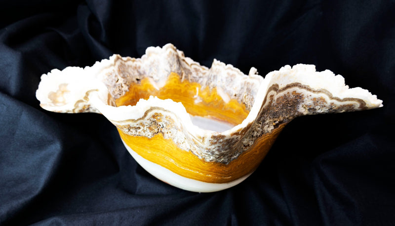 Brown and White Onyx Banded Talan Foam Bowl - Park City Jewelers