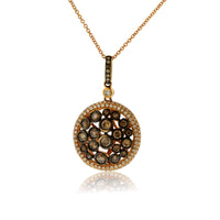 Brown Chocolate Diamond and Diamond Disc Pendant with Chain - Park City Jewelers