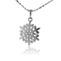 Brushed Finished Snowflake Pendant / Necklace with Diamond Accents - Park City Jewelers