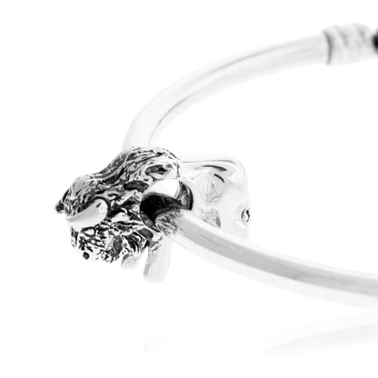 bison designs tackle-box bracelet Sterling Silver Handmade Mens Bison And Buffalo Bracelet Jewelry UBS2-MSCB Designed by the talented artists at Park City Jewelers Roaming Buff in matte silver