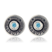 Bullet Casing Blue Topaz Earrings - Park City Jewelers
