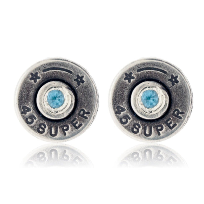 Bullet Casing Blue Topaz Earrings - Park City Jewelers