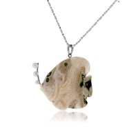 Bullseye Agate Hand Carved Fish with Pearl Bubbles Pendant - Park City Jewelers