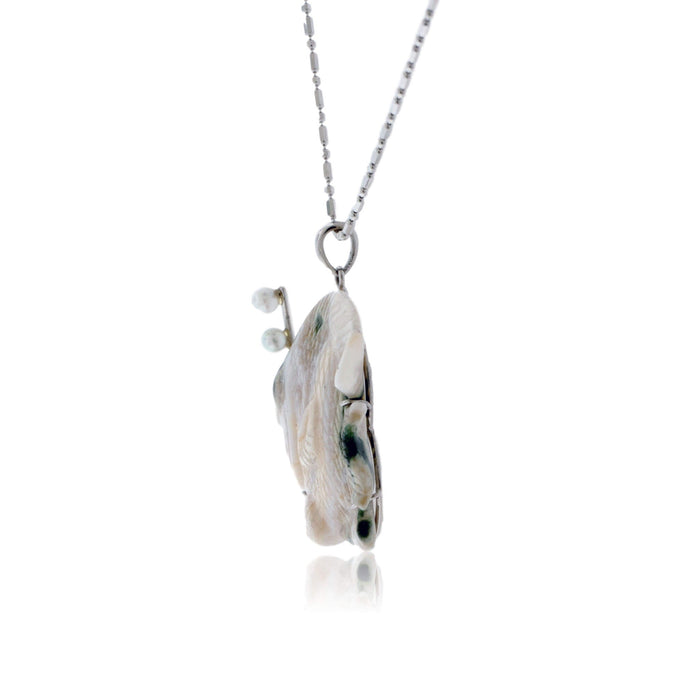 Bullseye Agate Hand Carved Fish with Pearl Bubbles Pendant - Park City Jewelers