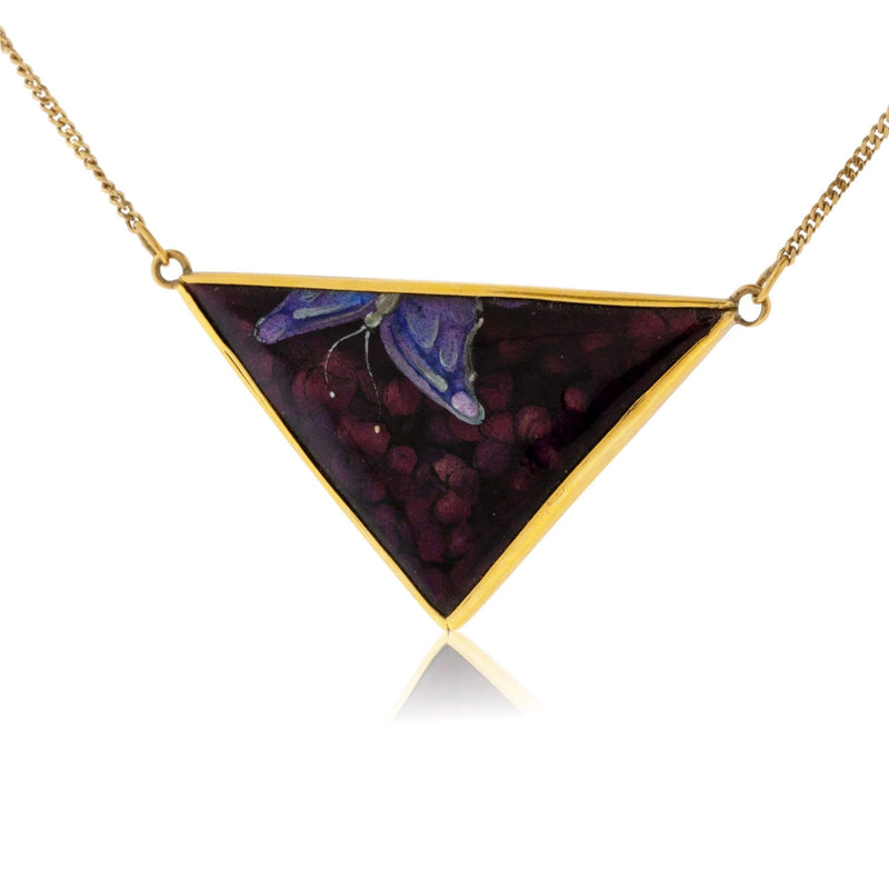 Butterfly Enamel Triangle Shaped Necklace - Park City Jewelers