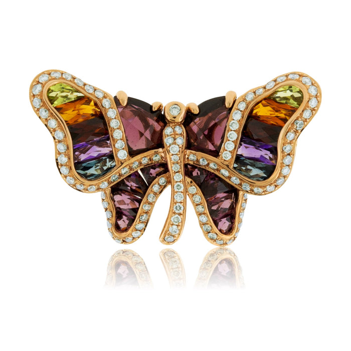 Butterfly Multi Gemstone, Rhodolite Garnet & Diamond Ring - Park City Jewelers