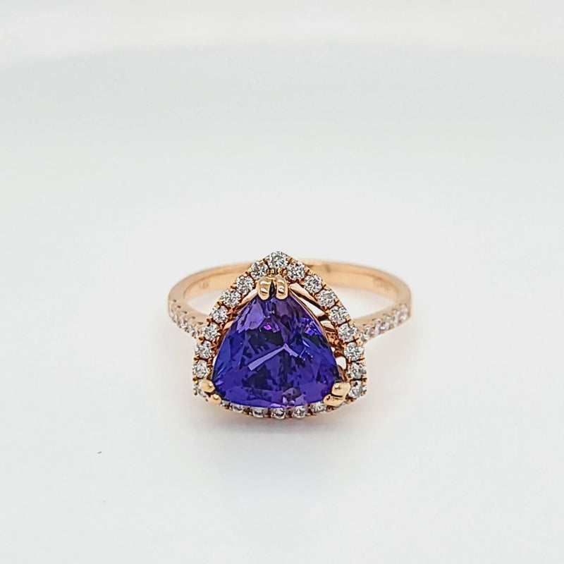 1.74CT Purple-Blue Tanzanite & Diamond Ring | Rainbow Sapphire™