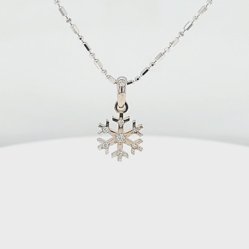 Seven Diamond Accented Snowflake Pendant