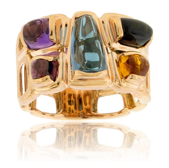 Cabochon Cut Mixed Gemstone Wide Ring - Park City Jewelers