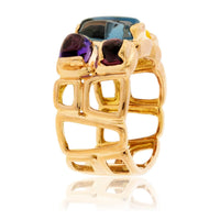 Cabochon Cut Mixed Gemstone Wide Ring - Park City Jewelers