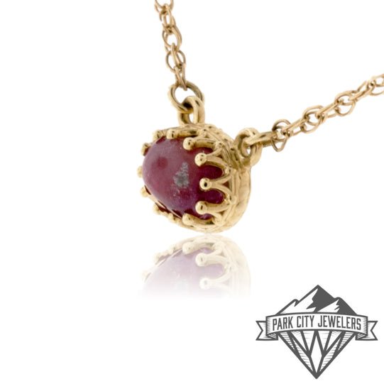 Cabochon Cut Red Emerald Crown Pendant - Park City Jewelers