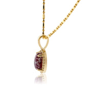 Cabochon Cut Red Emerald Halo Style Pendant - Park City Jewelers