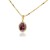 Cabochon Cut Red Emerald Halo Style Pendant - Park City Jewelers