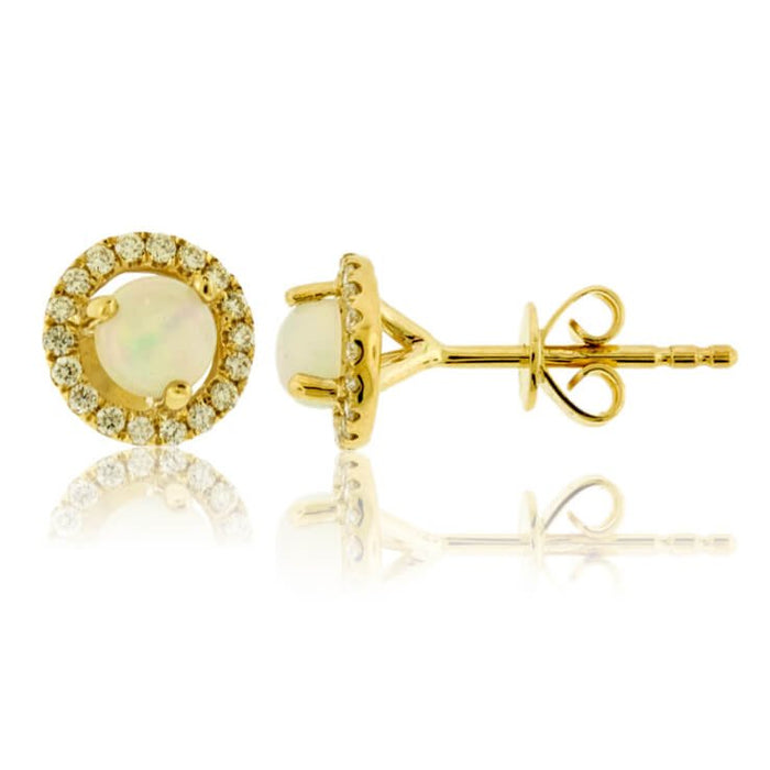Cabochon Opal with Diamond Halo Stud Earrings - Park City Jewelers
